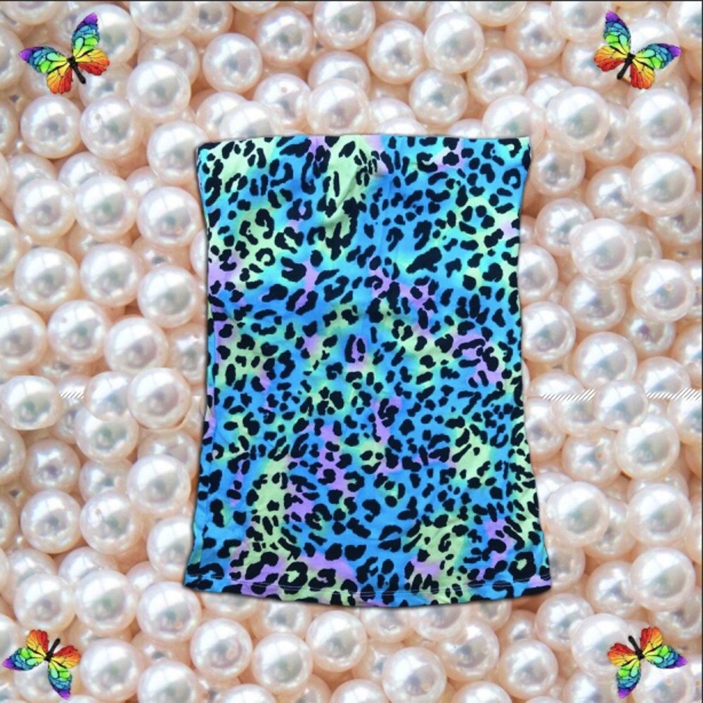 💖🌈Rainbow Leopard Y2K Wet Seal Tube Top 🌈💖